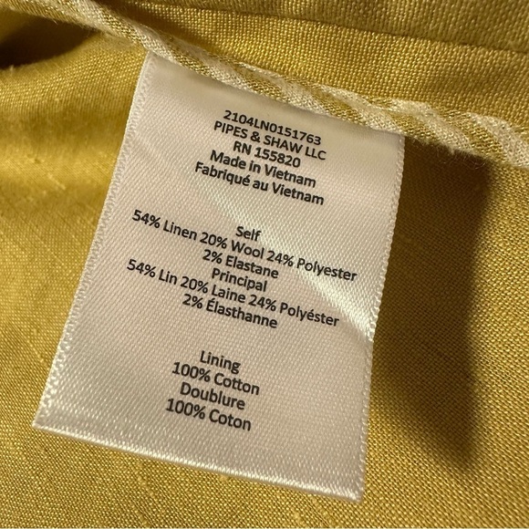 Veronica Beard Nisha Double Breasted Blazer Vintage Yellow Linen Jacket - Picture 14 of 16